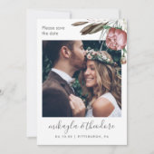 Moderne Boho Floral Foto Hochzeit Save The Date (Vorderseite)