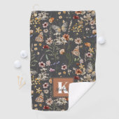 Moderne Boho-Floral-Monogramm-Name Golfhandtuch (Insitu)