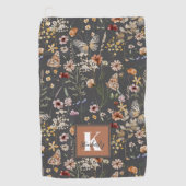 Moderne Boho-Floral-Monogramm-Name Golfhandtuch (Vorderseite)