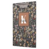 Moderne Boho-Floral-Monogramm-Name Klemmbrett (Links)