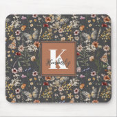 Moderne Boho-Floral-Monogramm-Name Mousepad (Vorne)