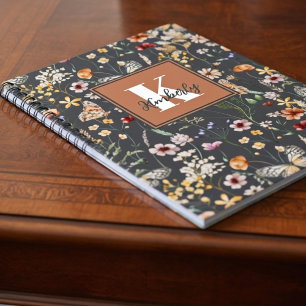 Moderne Boho-Floral-Monogramm-Name Notizblock