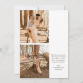 Moderne Boho Floral Multi-Foto Hochzeit Dankeskarte (Rückseite)