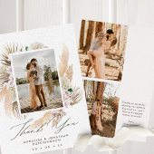 Moderne Boho Floral Multi-Foto Hochzeit Dankeskarte