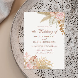 Moderne Boho Floral Pampas Grass Wedding Einladung
