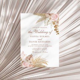 Moderne Boho Floral Pampas Grass Wedding Einladung