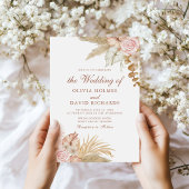 Moderne Boho Floral Pampas Grass Wedding Einladung