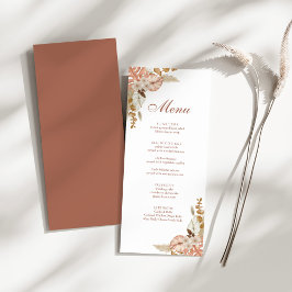 Moderne Boho Floral Pampas Grass Wedding Menükarte