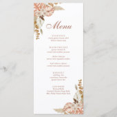 Moderne Boho Floral Pampas Grass Wedding Menükarte (Vorderseite)