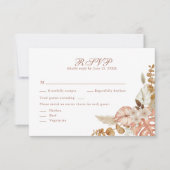 Moderne Boho Floral Pampas Grass Wedding RSVP Card Dankeskarte (Vorderseite)