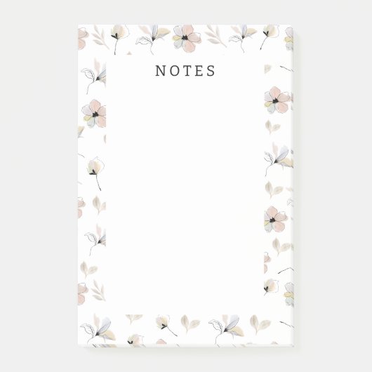 Moderne Boho Floral Post-It Notes Klebezettel (Vorderseite)