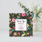 Moderne Boho Floral Wedding Dankeskarte (Stehend Vorderseite)