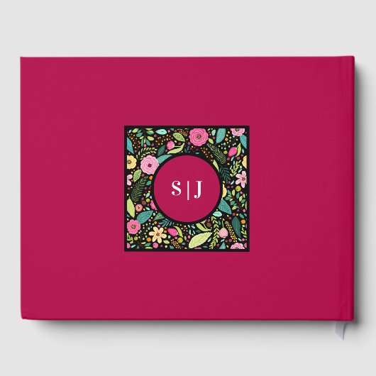 Moderne Boho Floral Wedding Gästebuch (Rückseite)