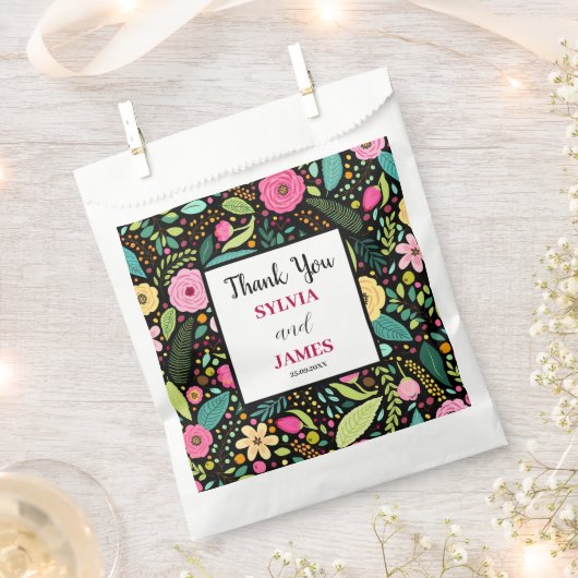 Moderne Boho Floral Wedding Geschenktütchen (Ausgeschnitten)