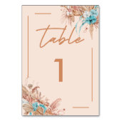 Moderne Boho Floral Wedding Tischnummer (Vorderseite)