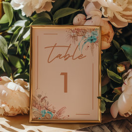 Moderne Boho Floral Wedding Tischnummer