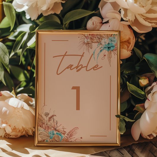 Moderne Boho Floral Wedding Tischnummer