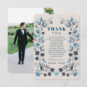 Moderne Boho Folk Hochzeit Dankeschön-Karte mit Fo Dankeskarte