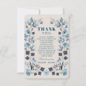 Moderne Boho Folk Hochzeit Dankeschön-Karte mit Fo Dankeskarte (Rückseite)