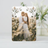 Moderne Boho Folk Hochzeit Dankeschön-Karte mit Fo Dankeskarte (Stehend Vorderseite)