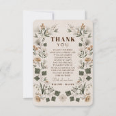 Moderne Boho Folk Hochzeit Dankeschön-Karte mit Fo Dankeskarte (Rückseite)