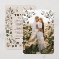 Moderne Boho Folk Hochzeit Dankeschön-Karte mit Fo