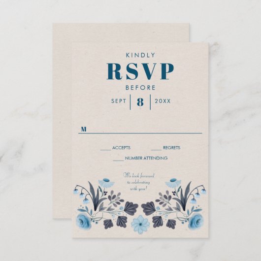 Moderne Boho Folk Wedding RSVP Response Card (Vorne/Hinten)