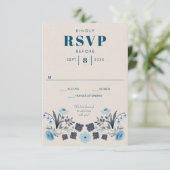 Moderne Boho Folk Wedding RSVP Response Card Karte (Stehend Vorderseite)