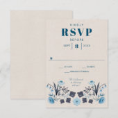 Moderne Boho Folk Wedding RSVP Response Card Karte (Vorne/Hinten)