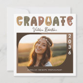 Moderne Boho-Foto-Abschlussanzeige Einladung (Vorderseite)