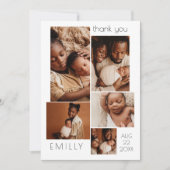 Moderne Boho Foto Collage Baby Dusche Dankeskarte (Vorderseite)