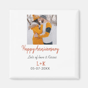 Moderne Boho frohes Jubiläum Name Datum Orange Magnet