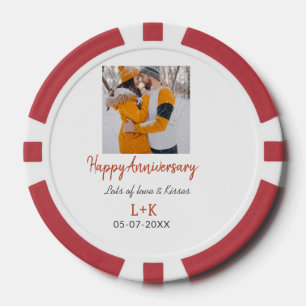 Moderne Boho Frohes Jubiläum Name Datum Orange Pokerchips