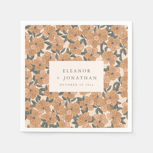 Moderne Boho-Gelbe Florale Probeessen Custom Serviette (Vorderseite)