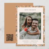 Moderne Boho-Gelbe Hochzeits-Foto-QR-Code-Blumen Save The Date (Vorne/Hinten)