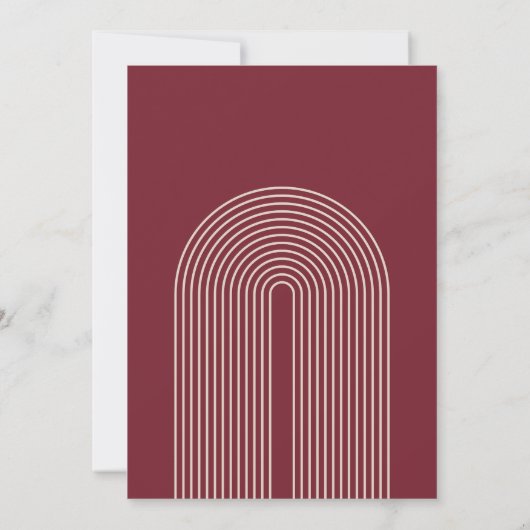 Moderne Boho Geometric Arch Dark Red Wedding Save The Date (Rückseite)