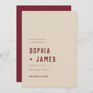 Moderne Boho Geometric Arch Dark Red Wedding Save The Date