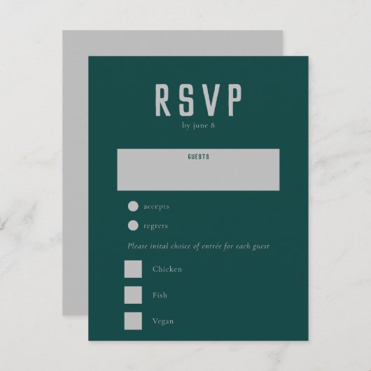 Moderne Boho Geometric Arch Green Gray Wedding RSVP Karte (Vorne/Hinten)