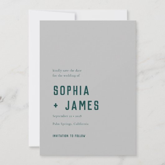 Moderne Boho Geometric Arch Green Gray Wedding Save The Date (Vorderseite)