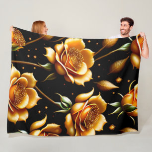 Moderne Boho Gold Rose Collection Fleecedecke