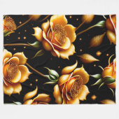 Moderne Boho Gold Rose Collection Fleecedecke (Vorderseite (Horizontal))