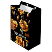 Moderne Boho Gold Rose Collection Mittlere Geschenktüte (Vorderseite Schrägansicht)