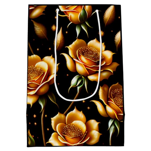 Moderne Boho Gold Rose Collection Mittlere Geschenktüte (Rückseite)