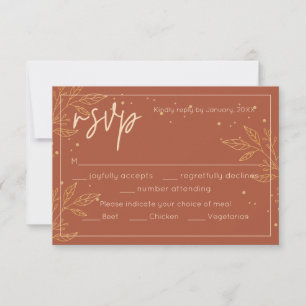 Moderne Boho-Goldblatt-Hochzeitsmenüwahl-RSVP RSVP Karte