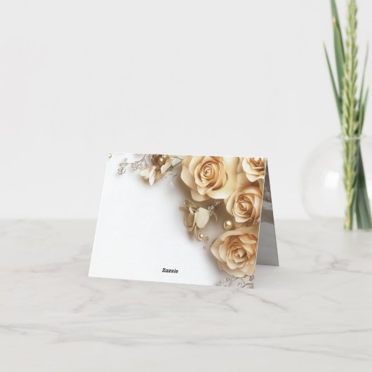 Moderne Boho Golden Rose Frühjahr Hochzeit Dankeskarte (Rückseite)