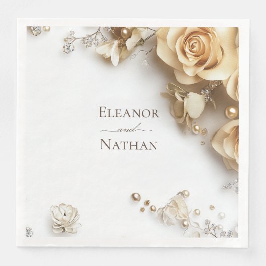 Moderne Boho Golden Rose Frühjahr Hochzeit Serviette (Vorderseite)