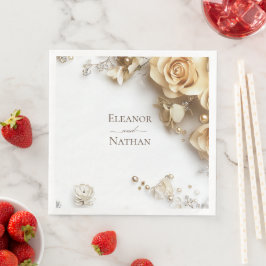 Moderne Boho Golden Rose Frühjahr Hochzeit Serviette