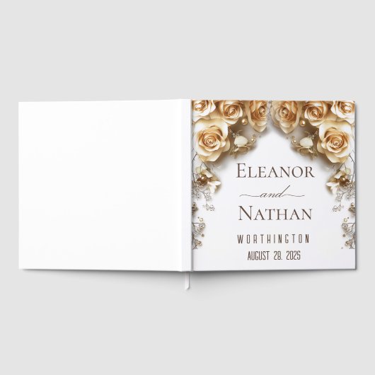 Moderne Boho Golden Rose Frühjahrssonne Gästebuch (Voll)