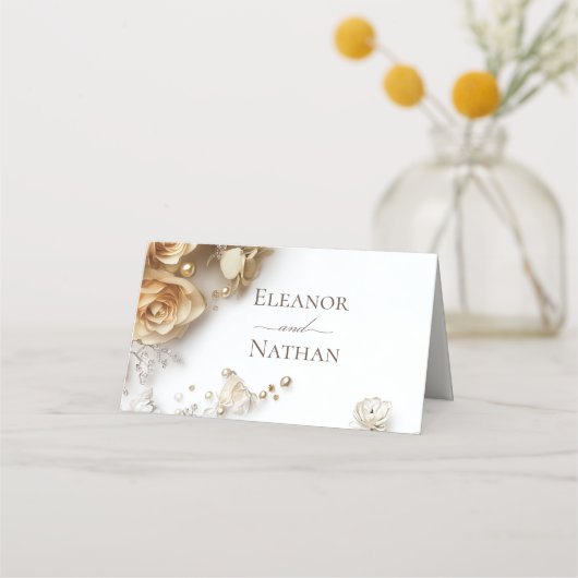 Moderne Boho Golden Rose Frühjahrssonne Platzkarte (Rückseite)