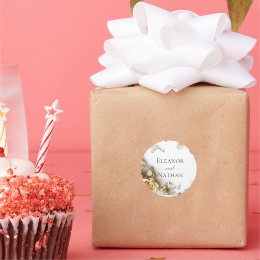 Moderne Boho Golden Rose Frühjahrssonne Runder Aufkleber (Party)